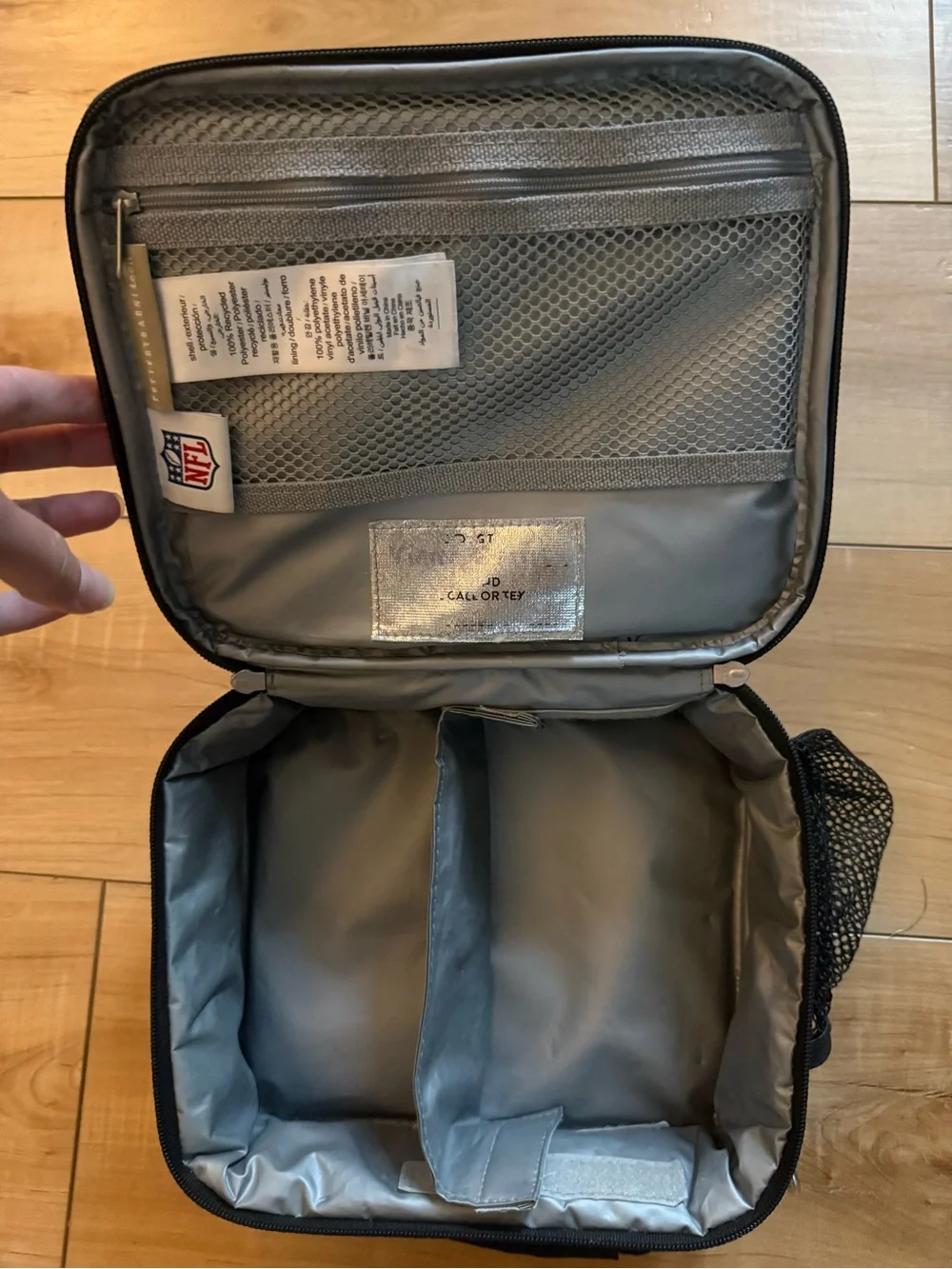 Pottery Barn Kids Black Lunch Bag with Multicolor Team Logos